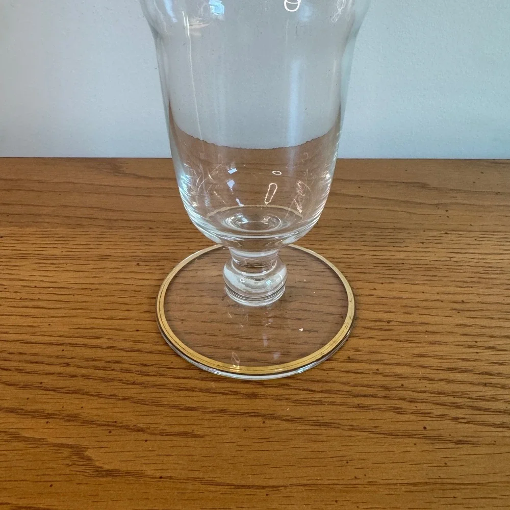 Elegant Clear Glass Vase Gold Rim Accent Flower Display‎ 10 Inches